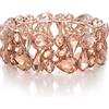 EVER FAITH Strass Cristalli Art Deco Costume Jewelry Irregolare Ovale Goccia Prom Bracciale Elastico per Donna Champagne Rosa Oro-Fondo