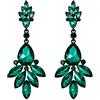 EVER FAITH Orecchini da sposa cristallo Floreale Foglia Grappolo Goccia Lampadario Pendente per donne Verde