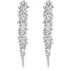 EVER FAITH Matrimonio Strass Cristalli Art Deco Statement Orecchini, Banchetto Prom Long Chandelier Orecchini pendenti per Donna Sposa Trasparente Argento-fondo