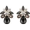 EVER FAITH Orecchini a perno a forma di foglia a goccia per donne ragazze marrone strass cristallo semplice orecchini, Cristallo, Nero tono oro