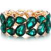 EVER FAITH Cristalli austriaci Bracciale Elastico, Gioielli da Polso Art Deco Eleganti TaerGoccia Vintage per Donna Verde Oro-Fondo