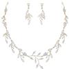 EVER FAITH Gioielli da Sposa per Le Donne Damigella d'Onore, Sparkly Zirconia cubica Pera Birthstone Foglia Collana Orecchini Set per Prom Trasparente Oro-Fondo