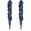 EVER FAITH Cristalli austriaci Art Deco Statement Orecchini, Banchetto Prom Long Chandelier Orecchini pendenti per donna Zaffiro Blu Nero-fondo