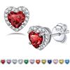 Bestyle Orecchini Argento 925 Pietre Portafortuna Gennaio Granato Orecchini Punto Luce, Stud Orecchini Donna, Confezione Regalo