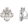 EVER FAITH Goccia Orecchini a clip per donne ragazze, Strass Cristallo Fiore a Trasparente Argento fondo