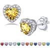 Bestyle Orecchini Argento 925Pietre Portafortuna Novembre Citrino Orecchini Forma Cuore Orecchini Donna, Confezione Regalo