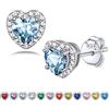 Bestyle Orecchini Acquamarina Argento Donna Cuore, Confezione Regalo