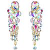EVER FAITH Orecchini Donna cristallo Sposa Lacrima Goccia Clip-on Pendente Iridescente Trasparente AB