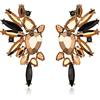 EVER FAITH Cristalli Fashion Statement Orecchini, Art Deco Marquise Goccia Cluster Bling Coloreato Orecchini pendenti per Donna Champagne Oro con Nero Oro-fondo