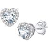 Bestyle Orecchini 925 Pietre Portafortuna Aprile Diamante Forma Cuore Donna, Confezione Regalo