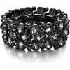 EVER FAITH Gioielli Art Deco da Donna per Il Ballo Rotonda Cristalli austriaci a 3 Strati Goccia Elastico Bracciale Grigio Nero-Fondo