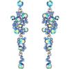 EVER FAITH Orecchini Donna Cristallo Nozze Boemo Boho Floreale Lampadario Lungo pendenti Blu Argento-fondo