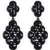 EVER FAITH Orecchini Donna da sposa Rombo Rhinestone cristallo Hollow Lampadario Pendente Nero Nero-fondo