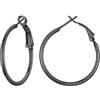 Suplight Orecchini Donna Nero a Cerchio 30mm Piccolo in Acciaio Chirurgico