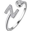 Suplight Anello con Iniziale Z in Argento 925 - Fedina Donna Regolabile con Lettera Z - Confezione Regalo Inclusa