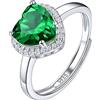 Suplight Anello regolabile in argento 925, anello di nozze gioielli fede nuziale per donna ragazza pietra nascente zircone 8 mm 12 colori gennaio-dicembre, Argento sterling, Zirconia cubica