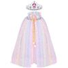 ACWOO Mantello Principessa Bambina con Corona, Vestito con Paillettes Lucide per Cosplay Party Halloween (Iridescente, M)