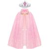 ACWOO Mantello Principessa Bambina con Corona, Vestito da Principessa con Paillettes Lucide per Cosplay Party Halloween (Rosa, M)