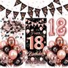 Auezona Palloncini 18 Anni Compleanno Ragazza, Decorazioni Oro Rosa e Nero