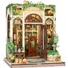 Cutefun Book Nook Kit - Kit Casa delle Bambole in Miniatura diy, Puzzle 3D in Legno per Scaffali con Luci LED Decorativo per Adolescenti e Adulti (Green Life Bookshop)