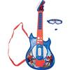 Lexibook Spider-Man Chitarra elettronica illuminata con microfono, occhiali con microfono, canzoni demo, MP3 plug, blu/rosso, K260SPLXB
