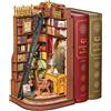 ROBOTIME Book Nook in Legno - Booknook Casa in Miniatura da Costruire con Luci, Puzzle 3D Creativo per Adulti e Ragazzi, Decorazione da Libreria (Silent Corner Study)