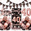 Auezona Palloncini 40 Anni Compleanno Donna, Decorazioni Oro Rosa e Nero