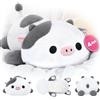 Mewaii Peluche Mucca Bicolor Sdraiata Con Peso, 1,8 kg, 58 cm