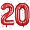 OFFCUP Palloncini Compleanno Rosso 101 CM, Palloncino Numero 20, Foil Palloncini Numeri, Giganti Palloncini Numeri, Decorazioni Festa Compleanno, Gonfiabili Pallone per Anniversario