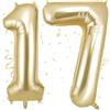 OFFCUP Palloncini Compleanno Oro Chiaro 101 CM, Palloncino Numero 17, Foil Palloncini Numeri, Giganti Numeri, Decorazioni Festa Compleanno, Gonfiabili Pallone per Anniversario
