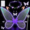 YeahBoom Luminose ali di Fata a Led, ali di Farfalla con Orecchie da Elfo, Cerchietto da Fata a Led e Bacchette di Fata a Stella, ali di Farfalla, Ali da Principessa, Costume da ala Per Feste a Tema Carnevale