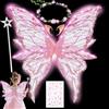YeahBoom Luminose ali di Fata a Led, ali di Farfalla con Orecchie da Elfo, Cerchietto da Fata a Led e Bacchette di Fata a Stella, ali di Farfalla, Ali da Principessa, Costume da ala Per Feste a Tema Carnevale
