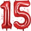 OFFCUP Palloncini Compleanno Rosso 101 CM, Palloncino Numero 15/51, Foil Palloncini Numeri, Giganti Palloncini Numeri, Decorazioni Festa Compleanno, Gonfiabili Pallone per Anniversario