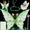 YeahBoom Luminose ali di Fata a Led, ali di Farfalla con Orecchie da Elfo, Cerchietto da Fata a Led e Bacchette di Fata a Stella, ali di Farfalla, Ali da Principessa, Costume da ala Per Feste a Tema Carnevale