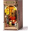ROBOTIME Book Nook Kit Casa Delle Bambole Booknook in Legno con Luci LED, Miniatura Fai Da Te Modello di Casa Puzzle 3D, Decorazione Scaffale Regalo Di Vacanza (Libreria Shakespeariana)