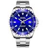 BUREI Orologio da uomo in acciaio inox, analogico, al quarzo, Blu, Bracciale