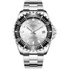 BUREI Orologio da uomo in acciaio inox, analogico, al quarzo, argento, Bracciale
