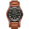BUREI Orologio da uomo cronografo vintage marrone cinturino in pelle multi quadrante calendario impermeabile orologio simulato quarzo classico orologio da uomo regalo, Retrò (marrone nero)