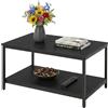 Relaxdays Tavolino rettangolare, con ripiano, nero | Legno composito & metallo, HxLxP: 42 x 80 x 50 cm, da salotto