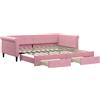 vidaXL Letto da giorno allungabile con cassetti rosa 100x200 cm in velluto