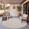 Paco Home Tappeto da esterno, resistente alle intemperie, ideale per balcone o soggiorno, stile boho, tinta unita, materiale: sisal, colore: arcobaleno/crema, forma: rotondo, dimensione: 160 cm