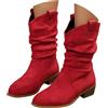 Dasongff Donna Stivaletti a pieghe in finta pelle scamosciata con tacco basso metà stivali da cowboy western con cerniera a pieghe retrò eleganti scarpe invernali stivaletti lunghi