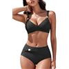 CheChury Costume da Bagno Donna Sexy Scollo a V Costumi da Mare Curvy Push Up Imbottito Reggiseno Cinturini Regolabili Bikini Controllo della Pancia Costumi Due Pezzi Push Up Spiaggia Beachwear
