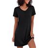 Bresdk Camicia da Notte Donna Cotone Parto Allattamento Ospedale Scollo a V | Vestaglia leggera con pizzo sul collo e spacchi laterali, pensato per degenza, convalescenza e relax in casa