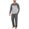 Bresdk Pigiama Uomo Pigiama da Invernale Cotone Due Pezzi Set Pigiami Lungo Caldo Elegante Vestaglia per Casa Taglie Grandi Nero XL