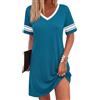 Bresdk Camicia da Notte Donna in Cotone Estiva Maniche Corte | Abito sleepwear leggero con bordi a contrasto, ideale per la degenza ospedaliera, il relax domestico e il riposo