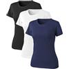 LiKing T-Shirt Donna Maglietta con Scollo Rotondo Cotone Maniche Corte Tee Top Pacco da 3 6101 Multicolore 6101-UN2-L-3