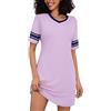 Bresdk Camicia da Notte Donna in Cotone Estiva Maniche Corte | Abito sleepwear leggero con bordi a contrasto, ideale per la degenza ospedaliera, il relax domestico e il riposo