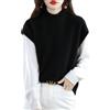 Ailaile Gilet da donna lavorato a maglia con collo a lupetto maglione 100% lana merino senza maniche pullover camicetta di base top corti
