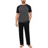 Bresdk Pigiama Uomo Cotone 2 Pezzi con Pantaloni Lunghi e Tasche | Completo da riposo leggero con maglia a manica corta e vestibilità morbida, pratico per mezze stagioni, sonno e relax